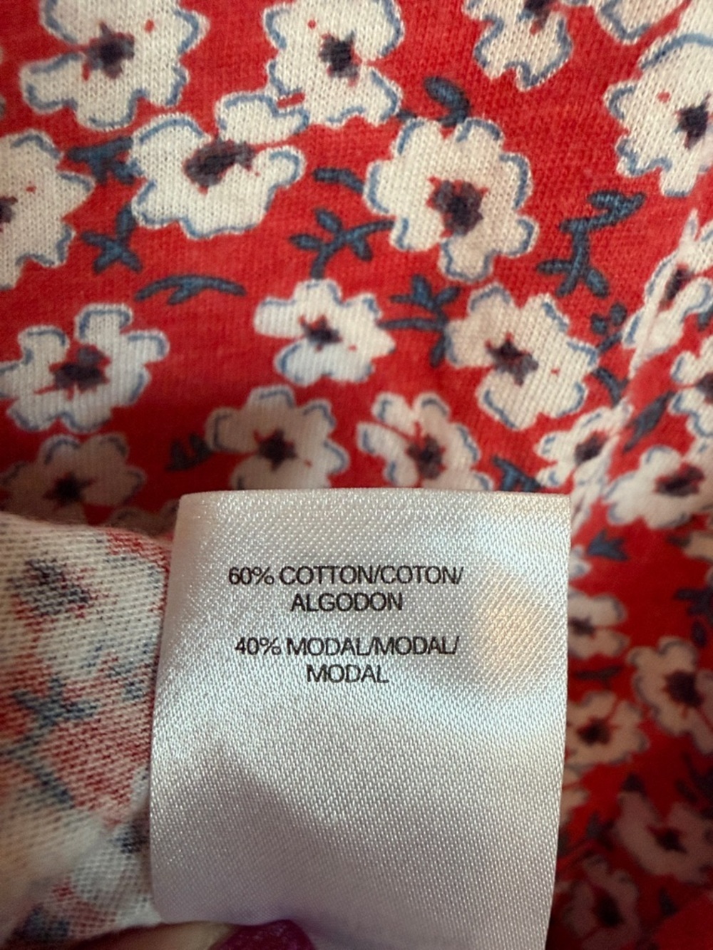 Lucky Brand Red Floral Tee Soft Cotton Modal Short Sleeve Top Size S - Picture 4 of 10